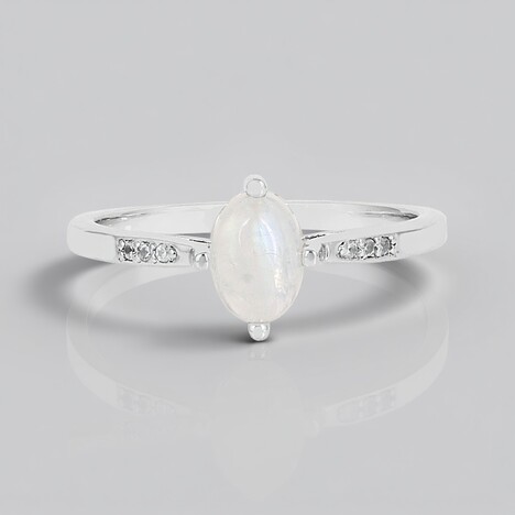 Anello in argento con Pietra di Luna Arcobaleno