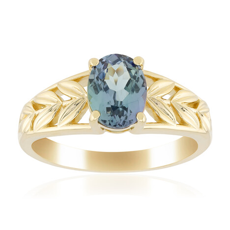 Anello in oro con Tanzanite Blu-Verde Non Riscaldata