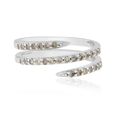 Zilveren ring met I2 Bruine Diamanten