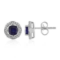 Boucles d'oreilles en argent et Saphir bleu de Madagascar