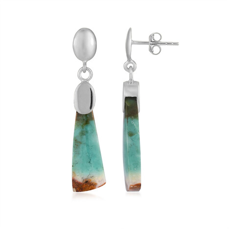 Pendientes en plata con Gema sílice (Bali Barong)