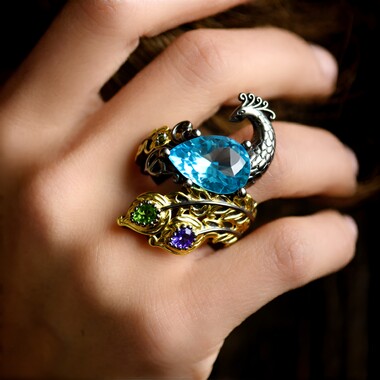 Anello in argento con Topazio Blu (Gems en Vogue)