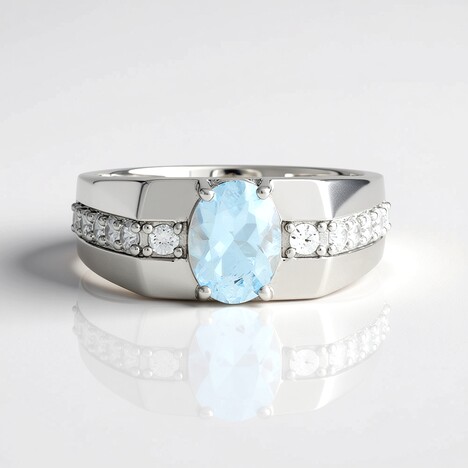 Bague en argent et Aigue-marine du Brésil