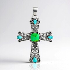 Ciondolo in argento con Turchese Kingman Mohave Verde (Faszination Türkis)