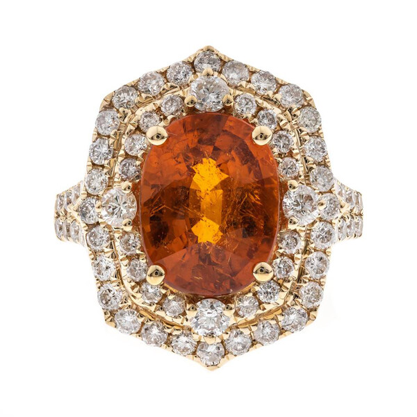 Anillo en oro con Granate mandarina