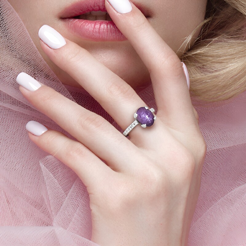 Anillo en plata con Rubí estrella de Channapatna