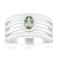 Unheated Green Tanzanite Silver Ring