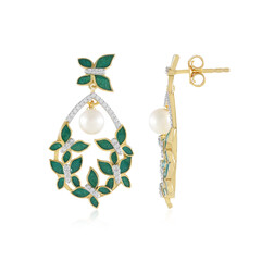 Weiße Süßwasserzuchtperlen-Silberohrringe (Adela Silber)