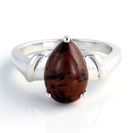 Bague en argent et Obsidienne acajou