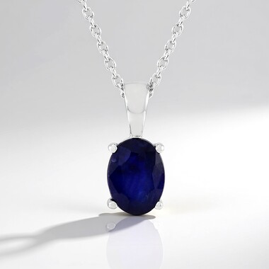 Collar en plata con Zafiro azul de Madagascar