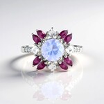 Bague en argent et Quartz bleu lunaire