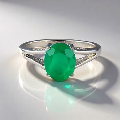 Anello in argento con Onice Verde