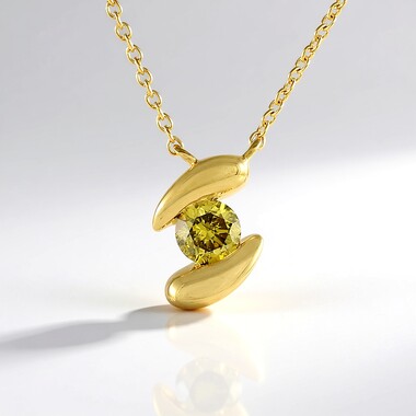 I2 Yellow Diamond Silver Necklace