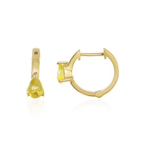 Zilveren oorbellen met Gele Madagaskar Saffieren