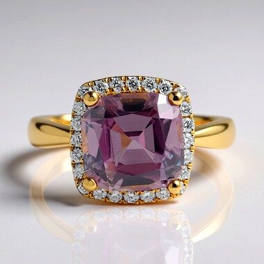 Pinkfarbener Diaspor-Goldring (AMAYANI)