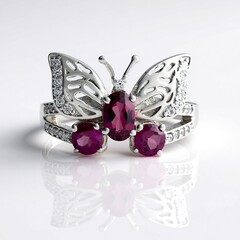 Zilveren ring met een magenta granaat