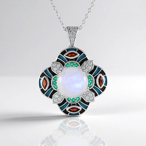 Collana in argento con Pietra di Luna Arcobaleno (Adela Silber)