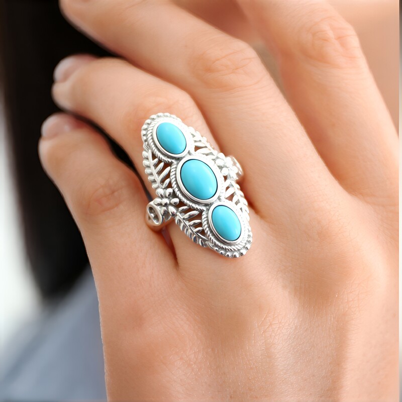 Zilveren ring met een Sleeping Beauty Turkoois (Faszination Türkis)