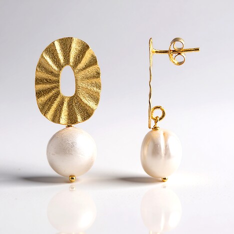 Orecchini in argento con Perla d'Acqua Dolce Bianca (Joias do Paraíso)