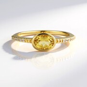 Zilveren ring met een gele beril