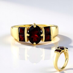 Anello in argento con Granato Mozambico