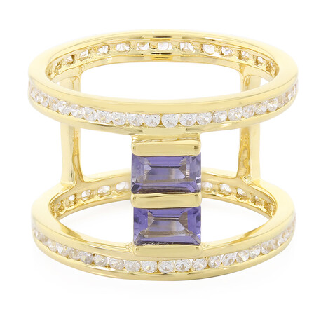 Anello placcato in oro con Iolite Ceylon