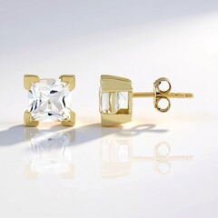 Pendientes en oro con Topacio blanco