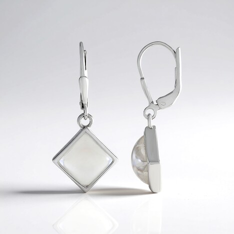 Orecchini in argento con Quarzo Bianco (MONOSONO COLLECTION)