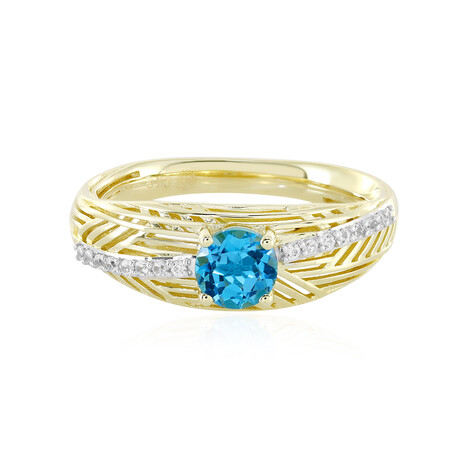 Anillo en oro con Topacio azul suizo (Ornaments by de Melo)