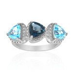 Anello in argento con Topazio Blu Londra