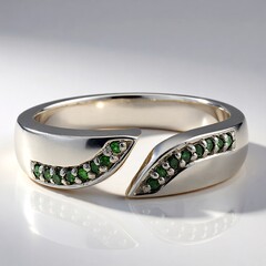 Anello in argento con Diamante Verde Smeraldo