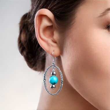 Kingman Turquoise Silver Earrings (Desert Chic)