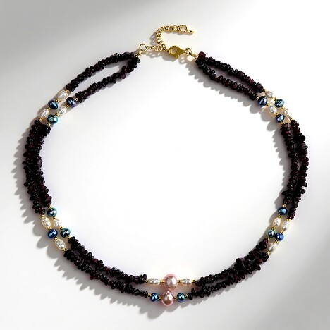 Collana in argento con Granato Mozambico (Riya)