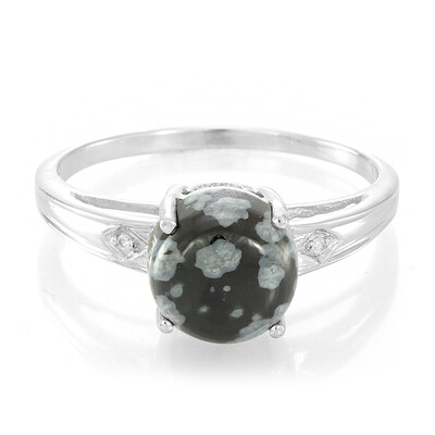 Anello in argento con Ossidiana Fiocco di Neve