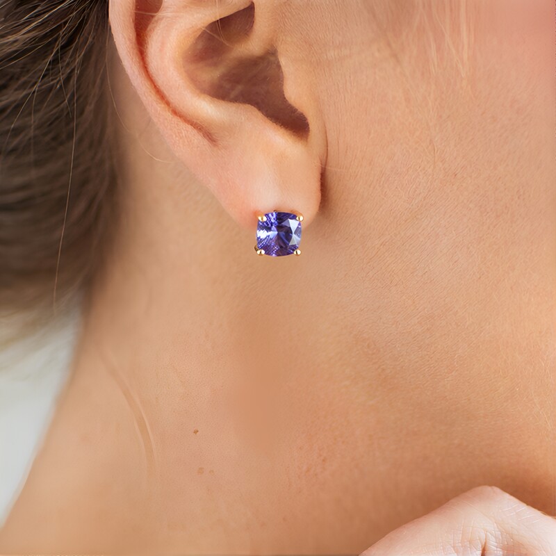 10K AAA Tanzanite Gold Earrings