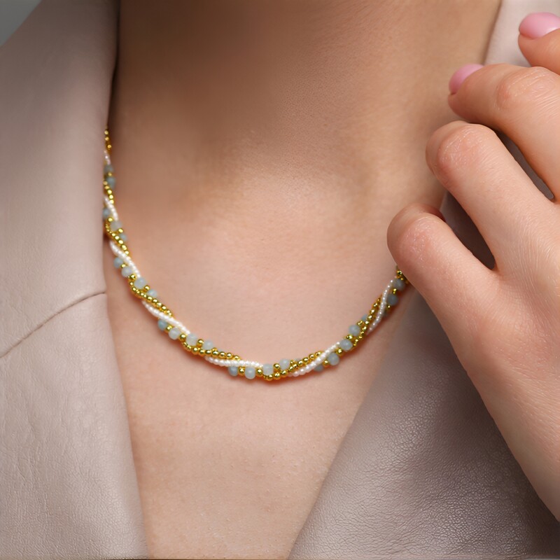 Collana in argento con Acquamarina Brasiliana (Riya)