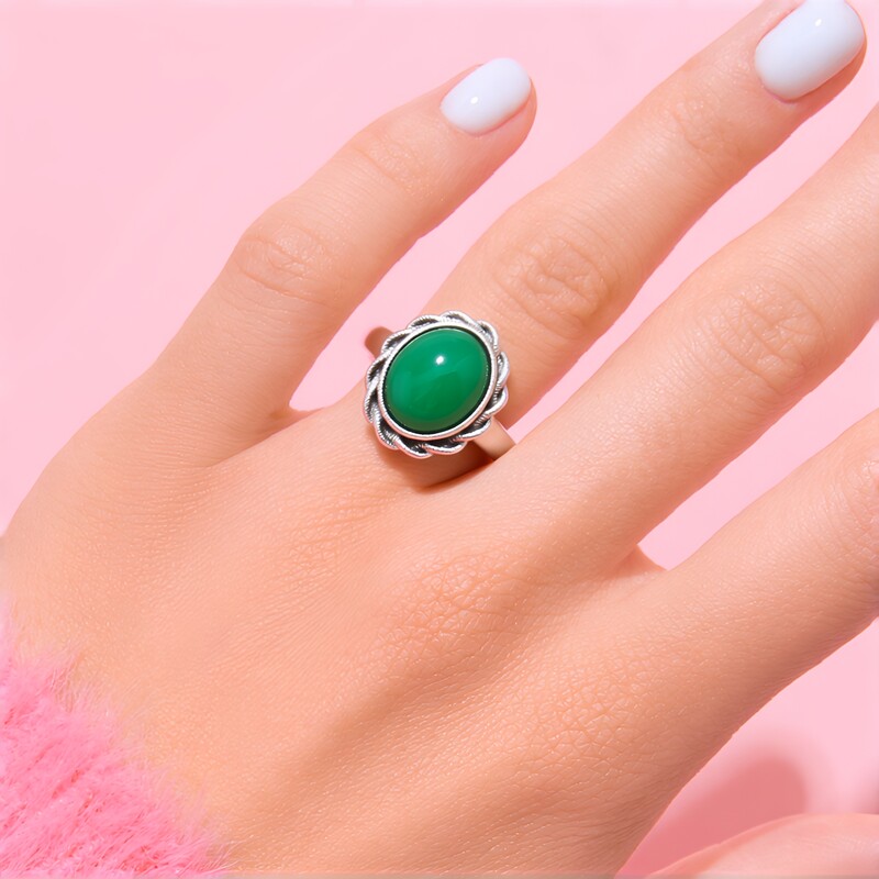 Green Onyx Silver Ring