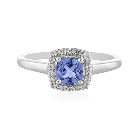 Zilveren ring met een Onverhitte Tanzaniet