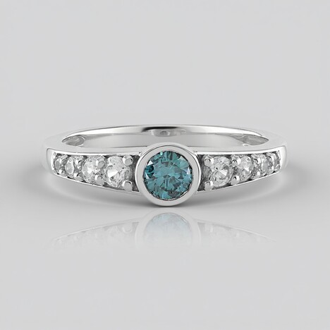 Anello in argento con Diamante Blu I2