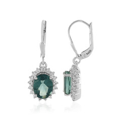 Belgischer Petrolfarbener Fluorit-Silberohrringe