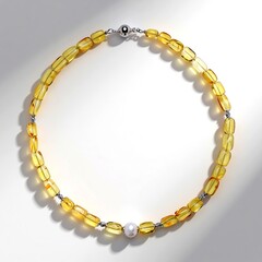 Collana in argento con Ambra Milky Baltica