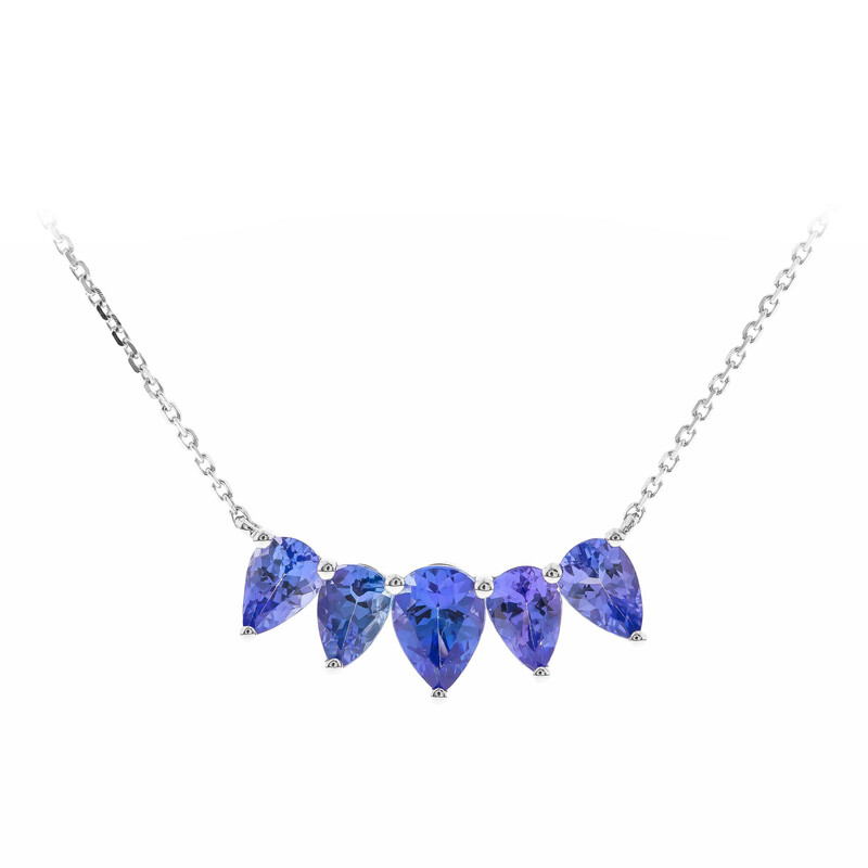 Collana con collare in oro bianco AAA Tanzanite
