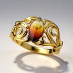 Anello in argento con Ambra Sunrise Baltica (dagen)