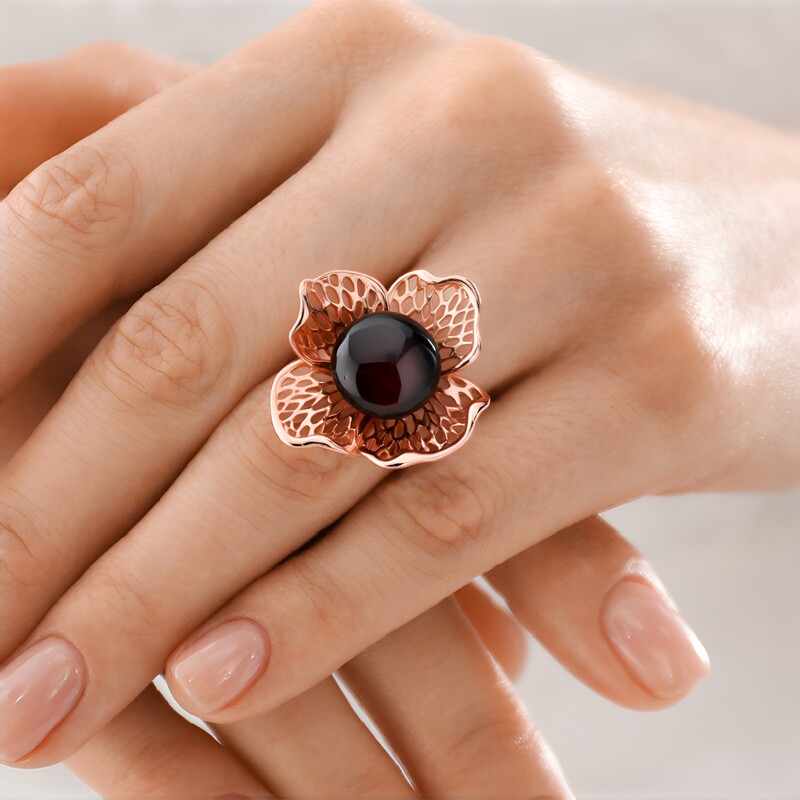 Anillo en plata con Ámbar cereza del Báltico (dagen)