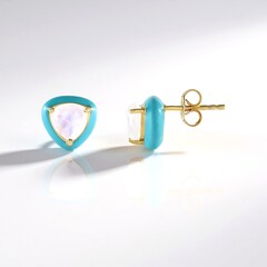 Orecchini in argento con Pietra di Luna Arcobaleno (Adela Silber)