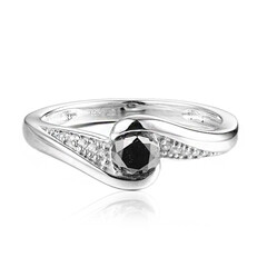 Black Diamond Silver Ring