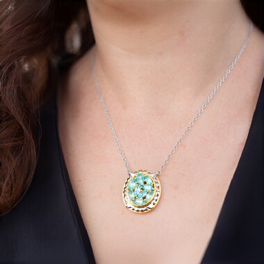 Zilveren halsketting met Mintgroene fluor apatieten (Gems en Vogue)