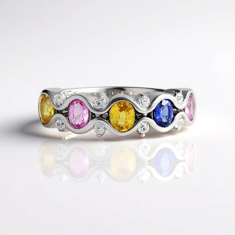 Anello in argento con Zaffiro Ceylon Blu