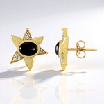 Pendientes en plata con Zafiro estrella negra (de Melo Essence)