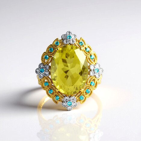 Anello in argento con Quarzo Ouro Verde (Gems en Vogue)
